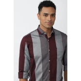 Men Grey Slim Fit Stripe Full Sleeves Casual Shirt