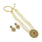 Jewar Mandi - Beige Brass Necklace Set ( Pack of 1 ) - Beige