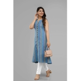 Parastri Cotton Striped Front Slit Womens Kurti - Blue ( Pack of 1 ) - None