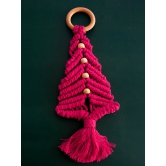 Macrame Christmas Tree - Red and White (Single Piece)-Red