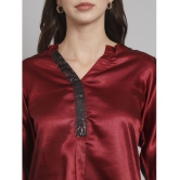 Curvydrobe Maroon Satin Women's A-Line Top ( Pack of 1 ) - None