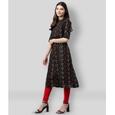 Divena - Black Cotton Blend Womens Front Slit Kurti ( Pack of 1 ) - XXL