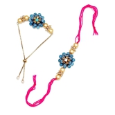 Abhaah Bhaiya bhabhi couple blue Rakhi combo set