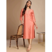 Janasya Silk Blend Solid Straight Womens Kurti - Peach ( Pack of 1 ) - None