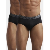 Jockey 8037 Men Super Combed Cotton Solid Brief with Ultrasoft Waistband - Black (Pack of 2) - None