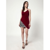 Zima Leto Velvet Embellished Mini Womens Bodycon Dress - Maroon ( Pack of 1 ) - None