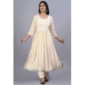 Smien - Yellow Anarkali Cotton Women's Stitched Salwar Suit ( Pack of 1 ) - None