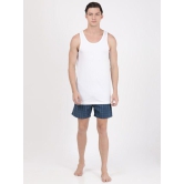 Men's Super Combed Cotton Round Neck Sleeveless Vest with Extended Length for Easy Tuck - White(Pack of 3)