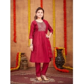 Aarika Maroon Silk Girls Kurta and Pant Set ( Pack of 1 ) - None