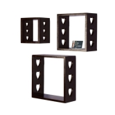 Wooden Floating Wall Shelves Set of 3-Black