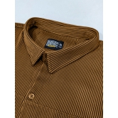 Stripe Textured Brown Full Sleeve Shirt-S / Brown