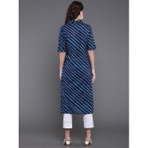 Antaran Cotton Striped Shirt Style Womens Kurti - Blue ( Pack of 1 ) - None