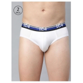 IC4 - White Cotton Blend Men's Briefs ( Pack of 2 ) - M