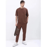 Ketch Polyester Oversized Fit Solid Half Sleeves Mens T-Shirt - Brown ( Pack of 1 ) - None