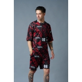 Go Devil 66 All over print (in Red) Black Polyester Co-ord Set for Men L