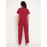 Clovia - Maroon Cotton Womens Nightwear Nightsuit Sets ( Pack of 1 ) - None