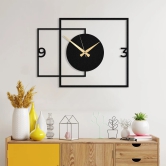 Zik Impex Double Square Shaped Metal Wall Clock for Living Room, Bedroom, Study Room, Office-White