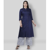 MAUKA - Navy Blue A-line Rayon Women''s Stitched Salwar Suit ( Pack of 1 ) - L