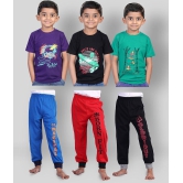 JILZ - Multi Cotton Boy's T-Shirt & Trackpants ( Pack of 3 ) - None