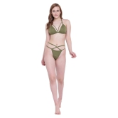 La Intimo Polyester Green Beach Dresses - S