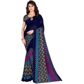 LEELAVATI - Navy Blue Georgette Saree With Blouse Piece ( Pack of 1 ) - Navy Blue