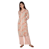 JAIPURETHNICWEAVES Women's Cotton Cambric Paisley Printed Straight Kurta & Palazzo Set