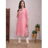 Ketch Polyester Self Design Straight Womens Kurti - Pink ( Pack of 1 ) - None