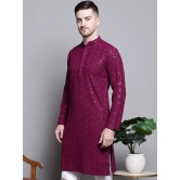 Sequin Embroidered Pure Cotton Kurtas-XL / Purple