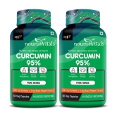 NourishVitals Curcumin 95% Curcuminoids, 500 mg Turmeric with Piperine Extract Supplement, 60 Veg Capsules (Pack Of 2)