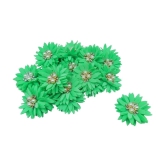 PRANSUNITA Stone & Beads Studded Stem Less Fabric Flowers for Broches, Dresses, Fancy Gift Packaging, Valentine, Radha Krishna & Baby Shower, Handmade-Size- 5 cm - Pack of 6 pcs Color- (SEA 