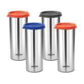 Milton Stainless Steel Tumbler with Lid Set of 4, 530 ml Each, Assorted (Lid Color May Vary) | Office | Gym | Yoga | Home | Kitchen | Hiking | Treking | Travel Tumbler - Assorted