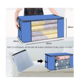 HOMETALES Non-Woven Cloth Storage / Organizer with Transparent Window,Blue (2U)