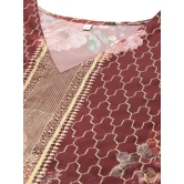 Women Maroon Floral Printed Flared Sleeves Kaftan Kurta