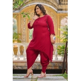 PrettyPlus by Desinoor.com Maroon Solid Pant Top Set - None