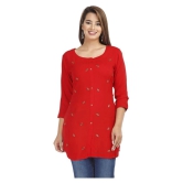 HIGHLIGHT FASHION EXPORT - Red Rayon Womens Straight Kurti ( Pack of 1 ) - M