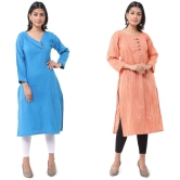 DESHBANDHU DBK - Multicolor Cotton Womens Straight Kurti ( Pack of 2 ) - None