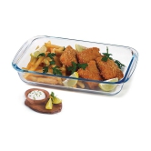 Treo By Milton 1600 Ovensafe Rectangle Borosilicate Glass Dish, 1600 ml, Transparent | Microwave Safe | OTG Safe | Freezer Safe | Dishwasher Safe - Transparent