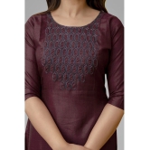 Parastri Cotton Embroidered Straight Womens Kurti - Maroon ( Pack of 1 ) - None