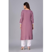 Doriya Cotton Blend Embroidered Kurti With Pants Women's Stitched Salwar Suit - Purple ( Pack of 1 ) - None