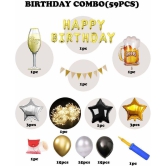 Party Propz Happy Birthday Balloons Decoration Kit 59 Pcs Set for Husband Kids Boys Balloons Decorations Items Combo with Helium Letters Foil Balloon Banner, Latex Metallic Balloons - Multi-