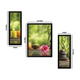 Saf Set of 3 Lotus Flower UV Coated Home Decorative Gift Item Framed Synthetic Painting With Frame