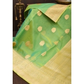 Green and mustard Dual Tone Exquisite Banarasi Organza Silk Saree with Zari Motifs | SILK MARK CERTIFIED