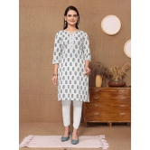 Rangita Women Cotton Off White Printed Knee Length Straight Kurti - None