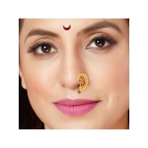 Traditional Maharashtrian Style Gold Plated Nath Nose Ring For Women And Girls - Multi Color