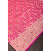 Strawberry dual tone Intricate Banarasi Katan silk saree with Meenakari Jaal  | SILK MARK CERTIFIED