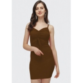 clafoutis Lycra Solid Knee Length Womens Bodycon Dress - Brown ( Pack of 1 ) - None