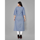 RIAANA - Blue Cotton Women's Straight Kurti ( Pack of 1 ) - None