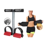 HORSE FIT Tummy Trimmer Single spring with Slim Belt Combo | Waist Trimmer | Body Shaper | Weight Loss Fitness Equipment | Body Toner | Single Spring Ab Tummy Trimmer - Red