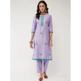 Pannkh Viscose Embroidered Straight Womens Kurti - Lavender ( Pack of 1 ) - None