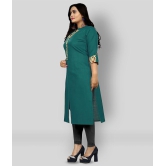 Rangrasiya - Green Cotton Women's Front Slit Kurti ( Pack of 1 ) - 3XL